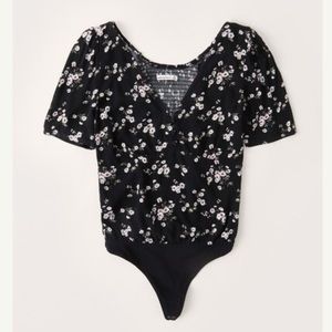 Abercrombie & Fitch Black Floral Bodysuit